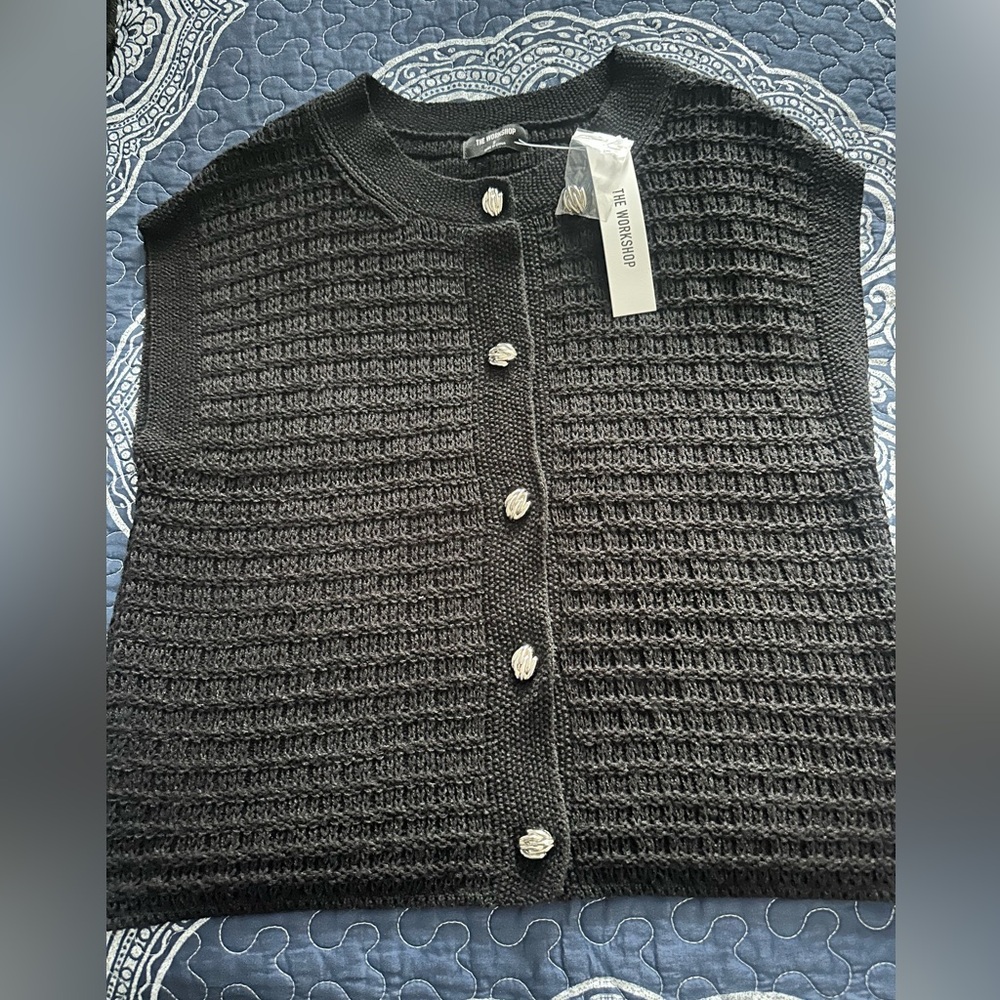 Black  Market Black Knit Button-Front Sweater Vest size Small. The Workshop